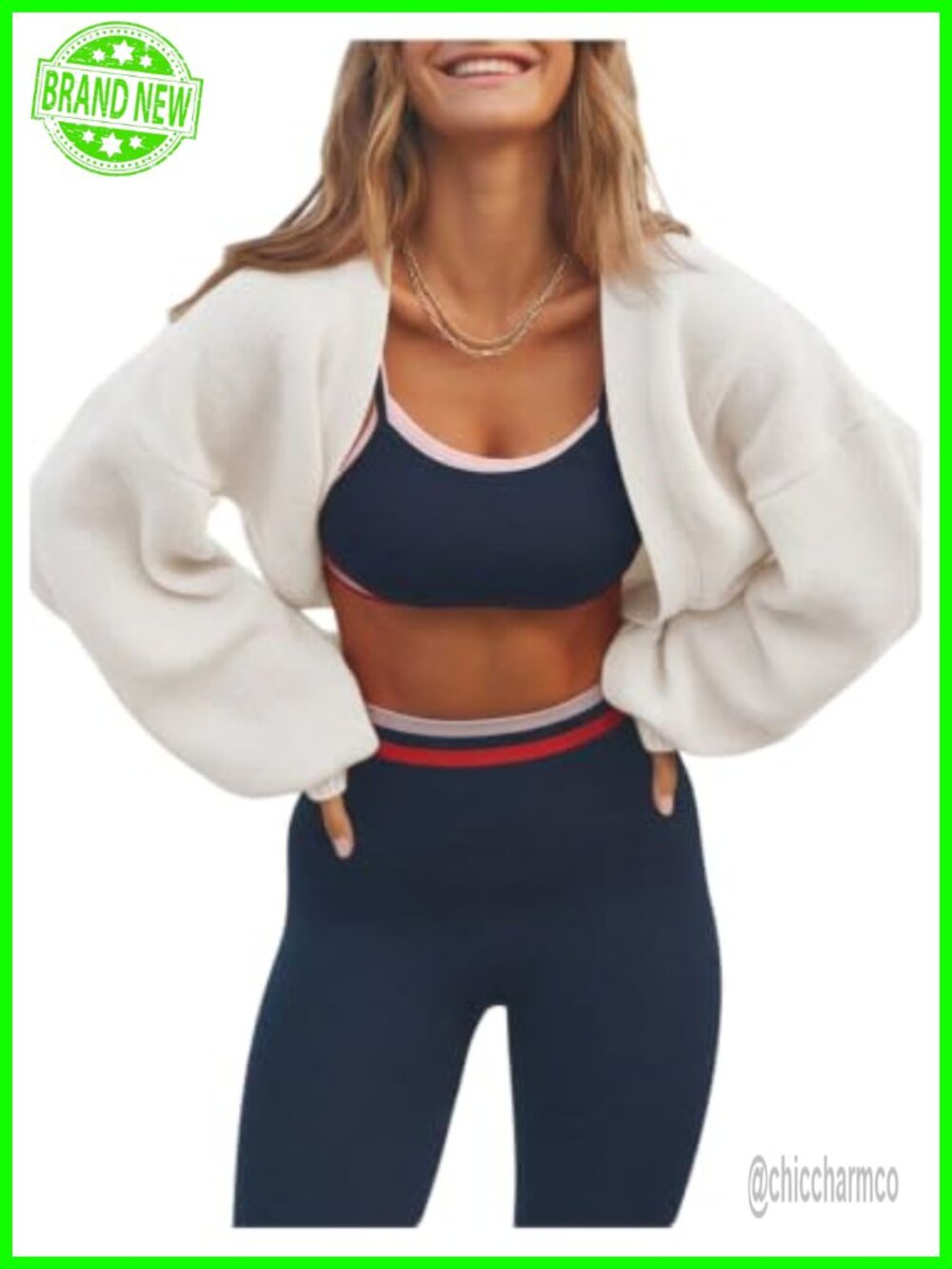Oversized Chunky Knit Cropped Shrug Cardigan Long Sleeve